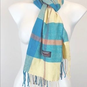 Cashmere blend plaid fringed scarf tartan